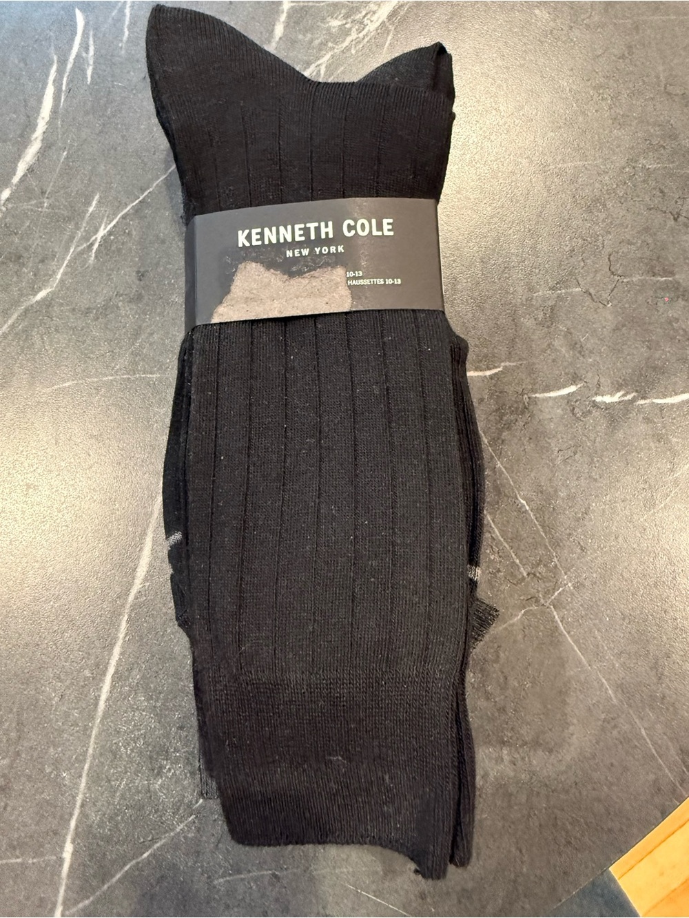 NWT Kenneth Cole New York Men's Ribbed Dress Socks 5-Pack Black Gray Size 10-13